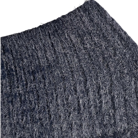 LOFT Black Fuzzy Off-The-Shoulder Sweater, Size Medium - Picture 3 of 9